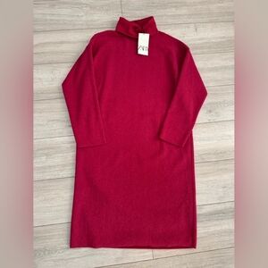 Elegant Red Turtleneck Dress